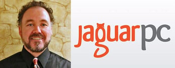 Greg Landis's headshot and the JaguarPC logo