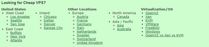Screenshot listing regions where LowEndBox users can find deals on virtual private servers Screenshot listing regions where LowEndBox users can find deals on virtual private servers