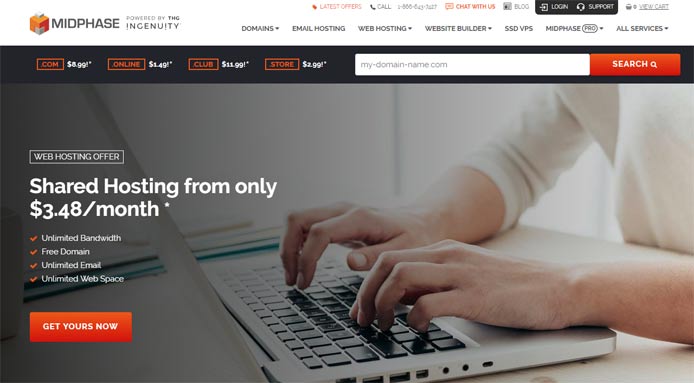Screenshot of Midphase's homepage