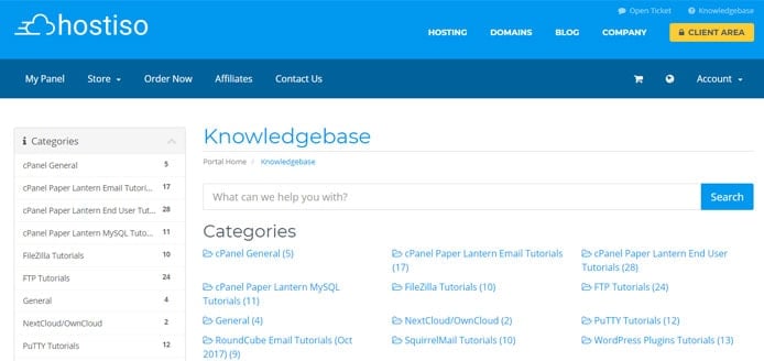 Screenshot of Hostiso knowledgebase Screenshot of Hostiso knowledgebase
