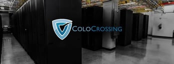 The ColoCrossing logo and a photo of the inside of a datacenter