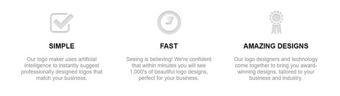 Graphic listing facts about LogoMix tools with headers reading "Simple, Fast, and Amazing Designs" Graphic listing facts about LogoMix tools with headers reading "Simple, Fast, and Amazing Designs"
