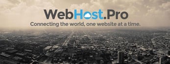 WebHost.Pro logo, a photo of a city, and the text "Connecting the world, one website at a time."