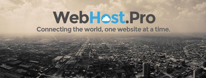 WebHost.Pro logo, a photo of a city, and the text "Connecting the world, one website at a time." WebHost.Pro logo, a photo of a city, and the text "Connecting the world, one website at a time."