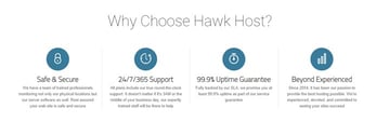 Bullet points listing reasons to choose Hawk Host