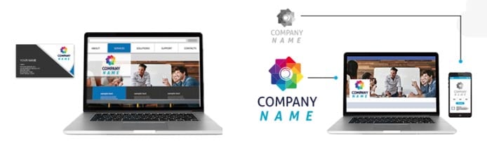 Photo of LogoMix customer websites and business cards Photo of LogoMix customer websites and business cards