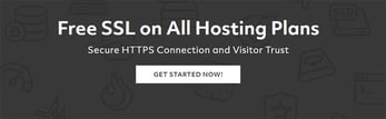 Promotional graphic with the text "Free SSL on All Hosting Plans"