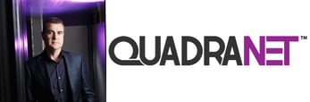 Headshot of QuadraNet CEO Ilan Mishan and QuadraNet logo.