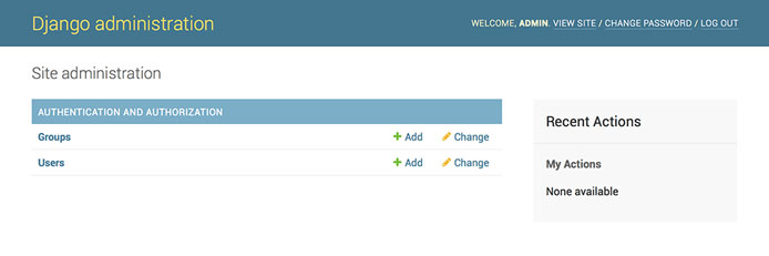 Screenshot of Django admin site Screenshot of Django admin site
