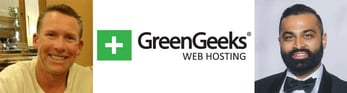 Images of Trey Gardner and Kaumil Patel with the GreenGeeks logo