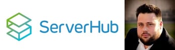 Company logo and headshot of John Brancela, ServerHub CEO 