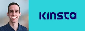 Headshot of Brian Jackson, CMO at Kinsta, and company logo