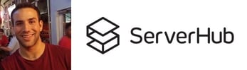Headshot of Tim Dela, Business Development Manager at ServerHub, and company logo