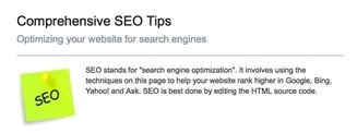 Graphic demonstrating SEO tips.