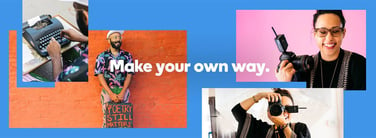 Banner depicting GoDaddy's "Make your own way" camgaign