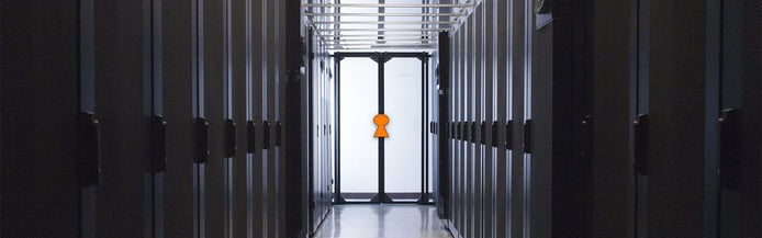 Picture of a datacenter with TurnKey logo
