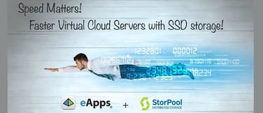 Graphic depicting fast virtual cloud servers with SSD storage