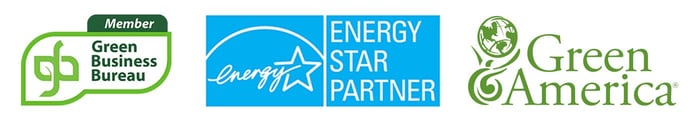Green Business Bureau, ENERGY STAR, and Green America logos