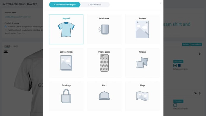Screenshot of GearLaunch Shopify app interface Screenshot of GearLaunch Shopify app interface
