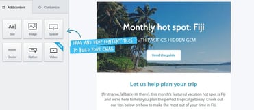 Screenshot of Campaign Monitor drag and drop content dashboard