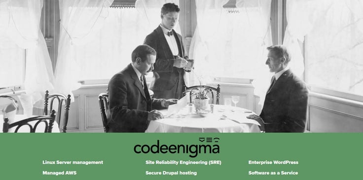 Photo depicting hosting a dinner party with a list of Code Enigma web hosting services