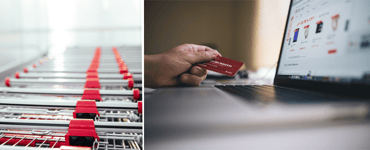 Images of shopping carts and an online shopper Images of shopping carts and an online shopper