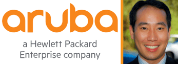 Collage of Aruba logo and photo of Alan Ni, Director of Vertical Marketing for Aruba