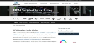 Screenshot of Atlantic.Net HIPAA-compliant hosting