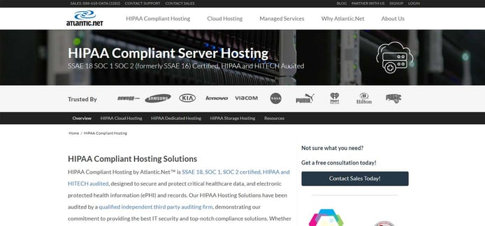 Screenshot of Atlantic.Net HIPAA-compliant hosting Screenshot of Atlantic.Net HIPAA-compliant hosting
