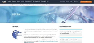 Screenshot of Amazon Web Services HIPAA-compliant hosting