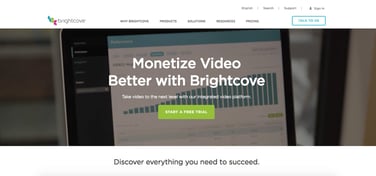 Screenshot of Brightcove homepage