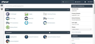 Screenshot of cPanel control panel Screenshot of cPanel control panel