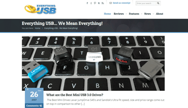 Screenshot of the Everything USB homepage