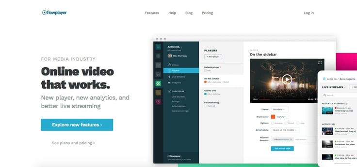 Screenshot of Flowplayer homepage