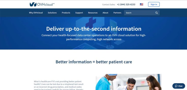 Screenshot of OVH HIPAA-compliant hosting