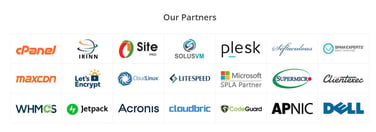 Logos of MilesWeb technology partners