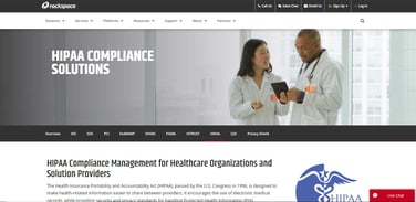 Screenshot of Rackspace HIPAA-compliant hosting