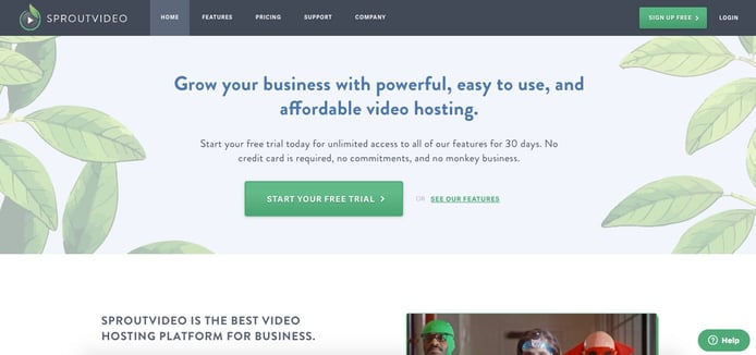 Screenshot of SproutVideo homepage Screenshot of SproutVideo homepage