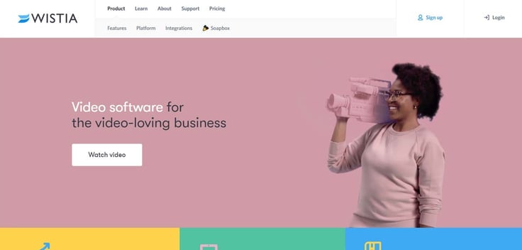 Screenshot of Wistia homepage