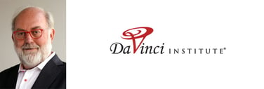 Headshot of Futurist Thomas Frey, Founder and Executive Director of the DaVinci Institute, and logo.