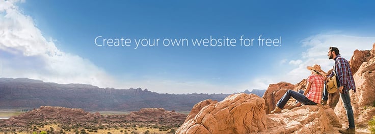 Banner reading "Create your own website for free" Banner reading "Create your own website for free"