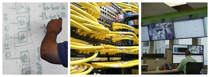 Images showing Green House Data office space and network cables