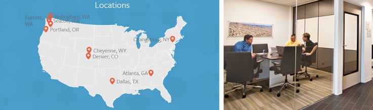 Map of Green House Data locations with image of conference room Map of Green House Data locations with image of conference room