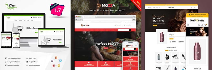 Screenshots of PrestaShop themes