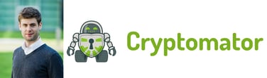 Christian Schmickler, Managing Partner at Cryptomator, and company logo
