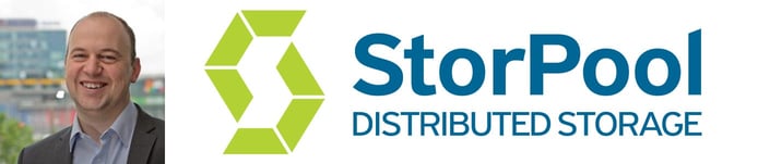 Boyan Krosnov, Chief of Product and Co-Founder at StorPool, and company logo Boyan Krosnov, Chief of Product and Co-Founder at StorPool, and company logo