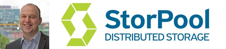 Boyan Krosnov, Chief of Product and Co-Founder at StorPool, and company logo Boyan Krosnov, Chief of Product and Co-Founder at StorPool, and company logo