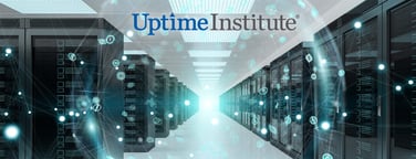 A datacenter and the Uptime Institute logo A datacenter and the Uptime Institute logo