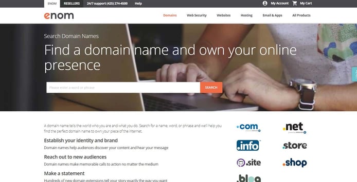 Screenshot of Enom domain registrations Screenshot of Enom domain registrations