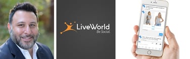 Image of Jason Kapler with LiveWorld logo and image of a hand holding a cellphone